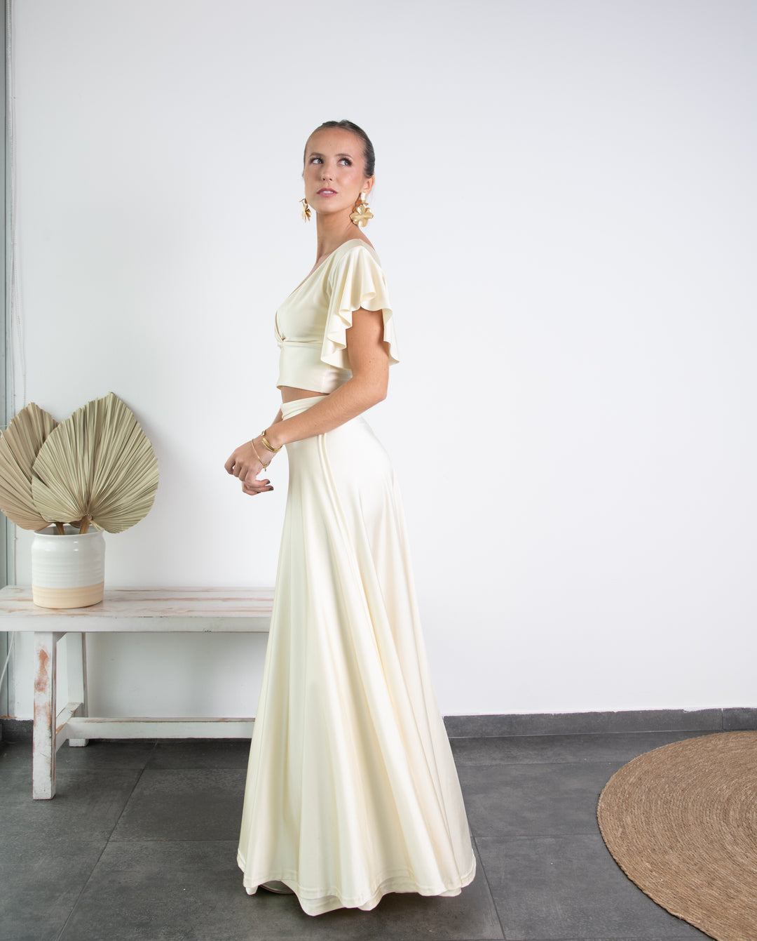 Conjunto Isa Lycra Dupont Crema