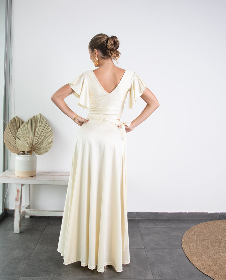 Conjunto Isa Lycra Dupont Crema