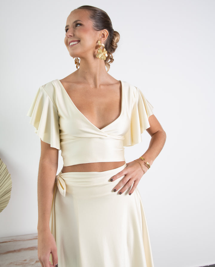 Conjunto Isa Lycra Dupont Crema