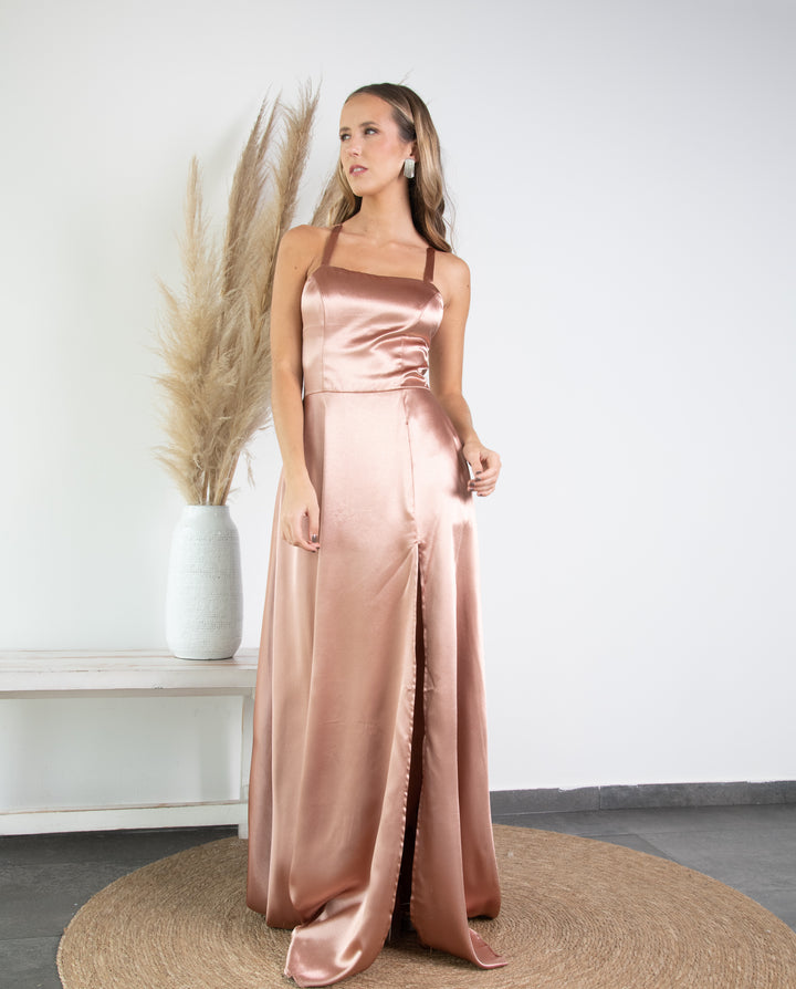 Vestido Largo de Fiesta Mariana Rose Gold