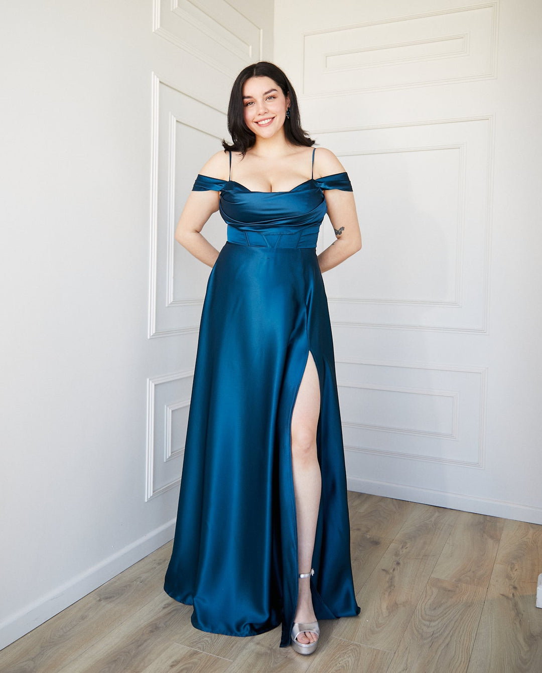 Vestido Largo de Fiesta Atenea Corset Turquesa Oscuro