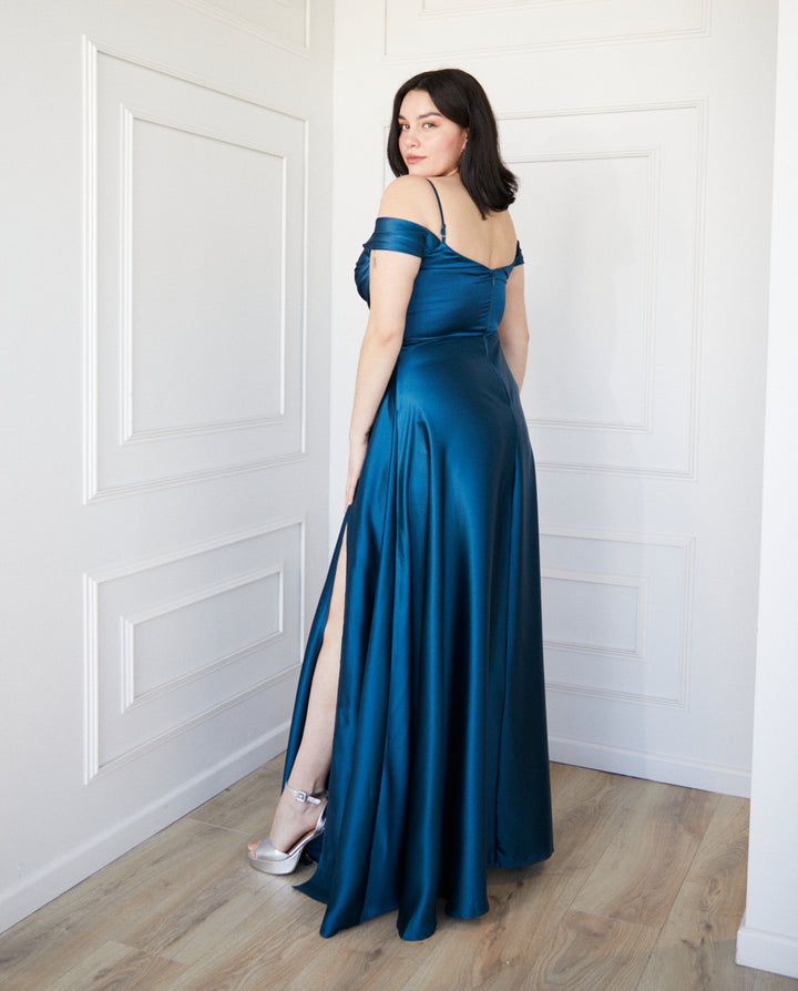 Vestido Largo de Fiesta Atenea Corset Turquesa Oscuro