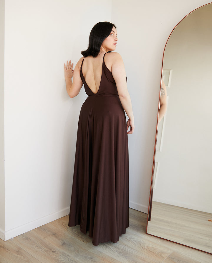 Vestido Largo de Fiesta Nudo Chocolate