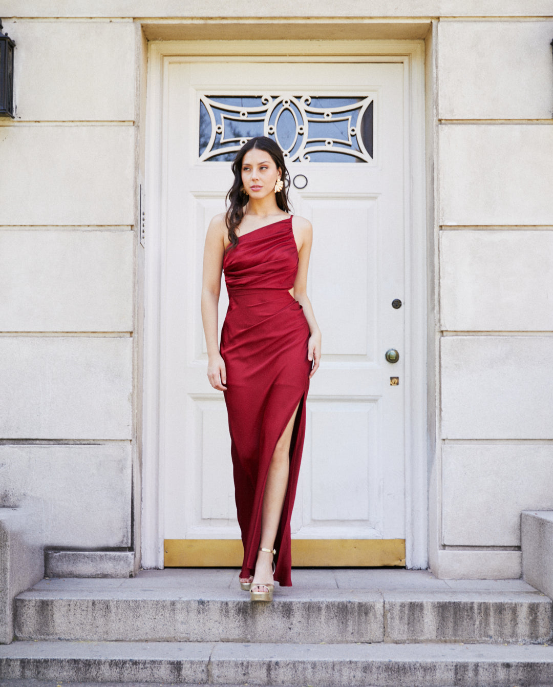 Vestido Largo de Fiesta Dubai Burdeo