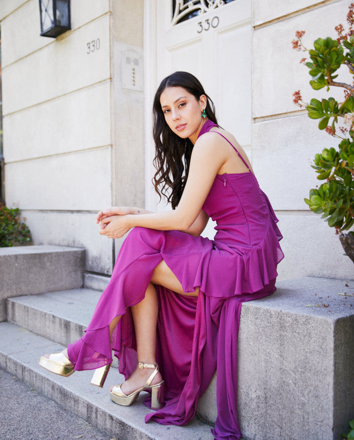 Vestido Largo de Fiesta Maia Morado