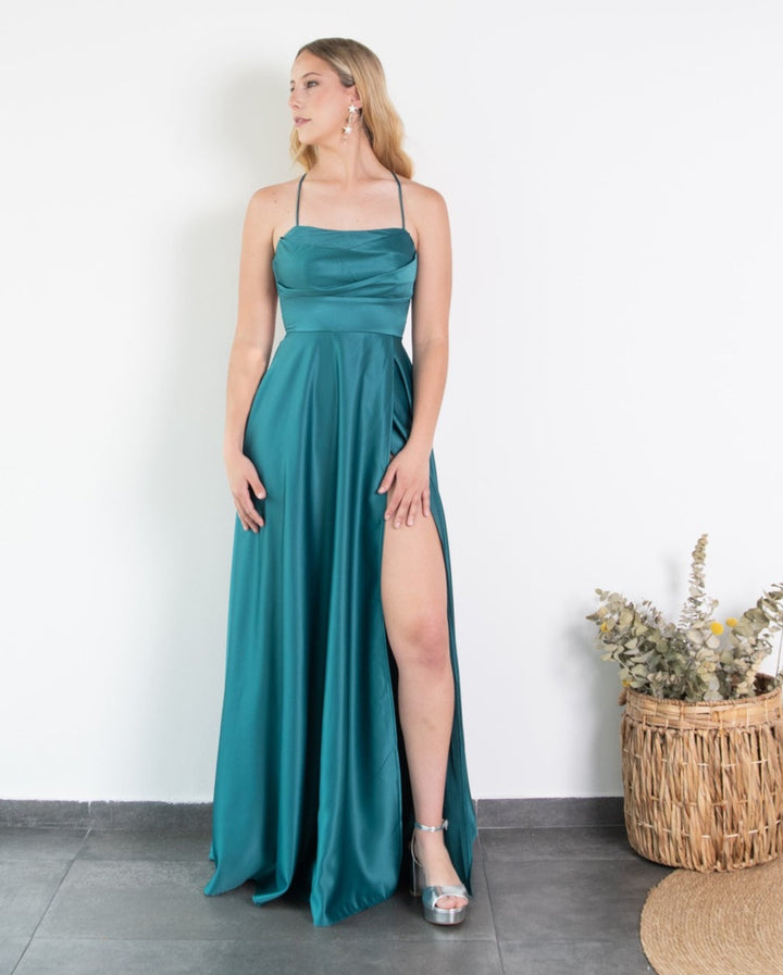 Vestido de Fiesta Largo Camila Verde Petróleo
