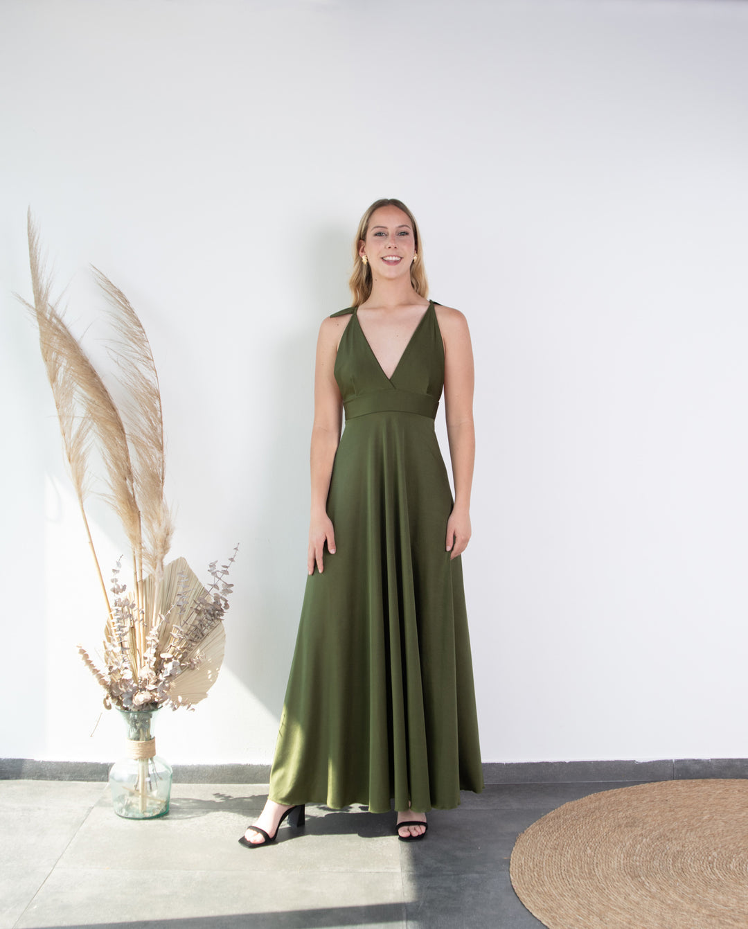 Vestido de Fiesta Largo Isidora Verde Olivo