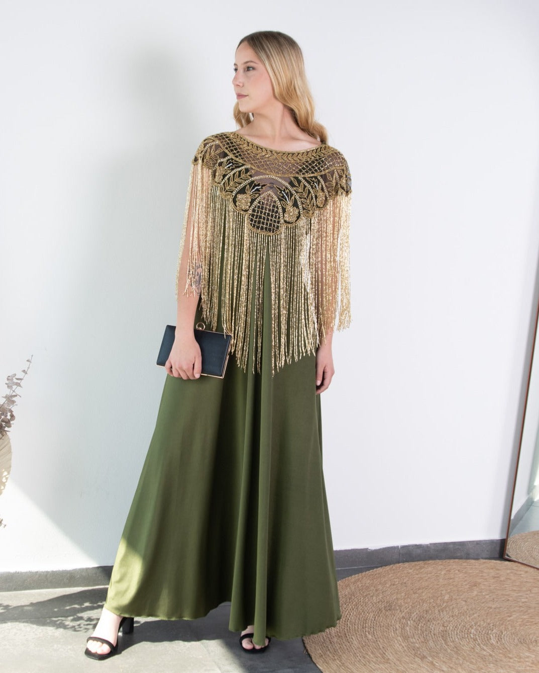 Vestido de Fiesta Largo Isidora Verde Olivo