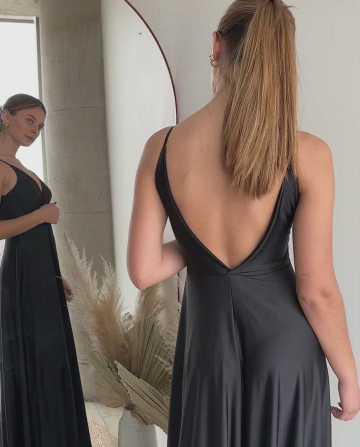 Vestido Largo de Fiesta Nudo Negro