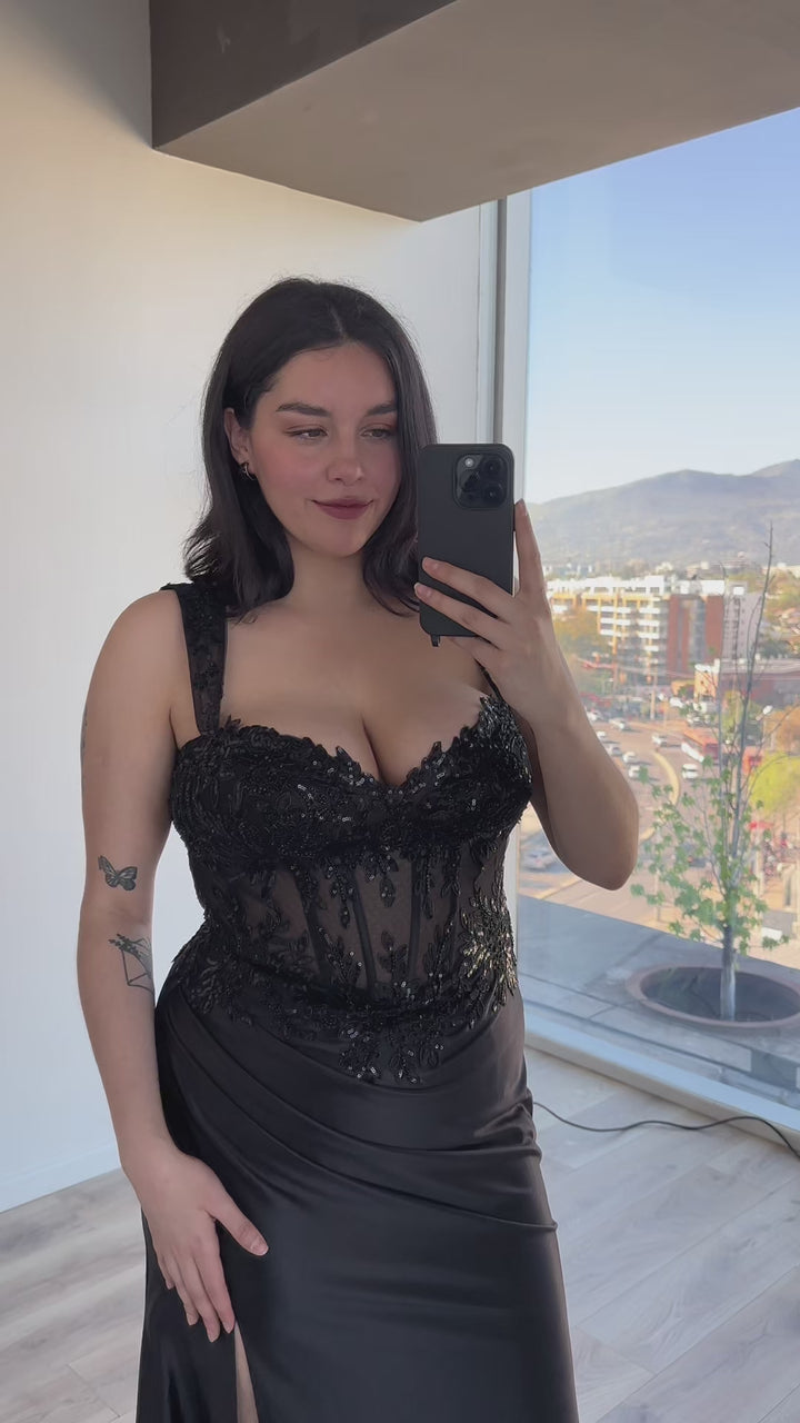 Vestido Largo de Fiesta Vigo Negro