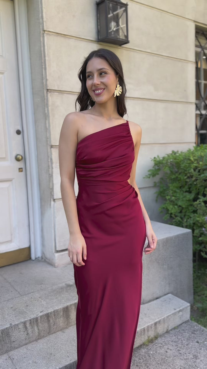 Vestido Largo de Fiesta Dubai Burdeo