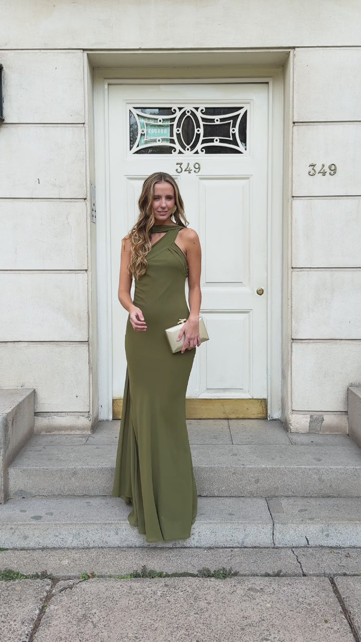 Vestido Largo de Fiesta Anastasia Verde Olivo