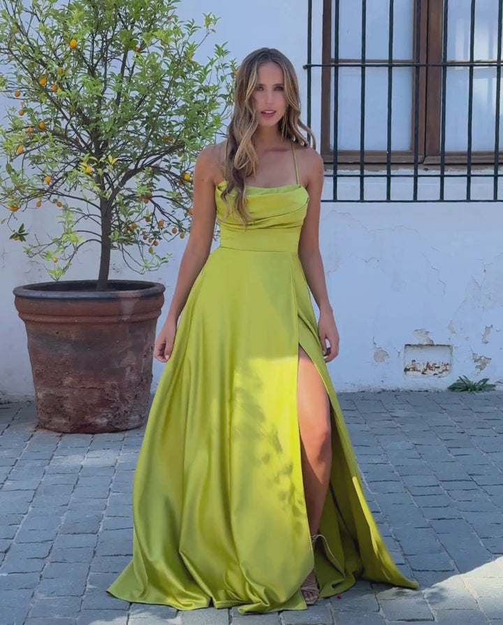 Vestido De Fiesta Camila Verde Limon