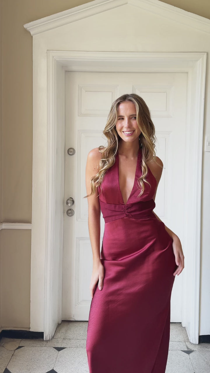 Vestido Largo de Fiesta Nala Burdeo