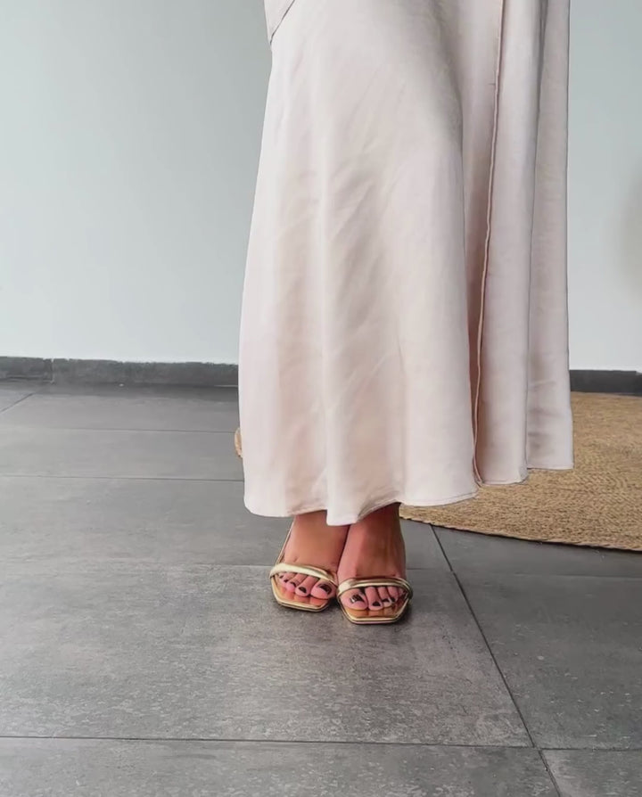 Vestido Largo Renata Satín Champagne