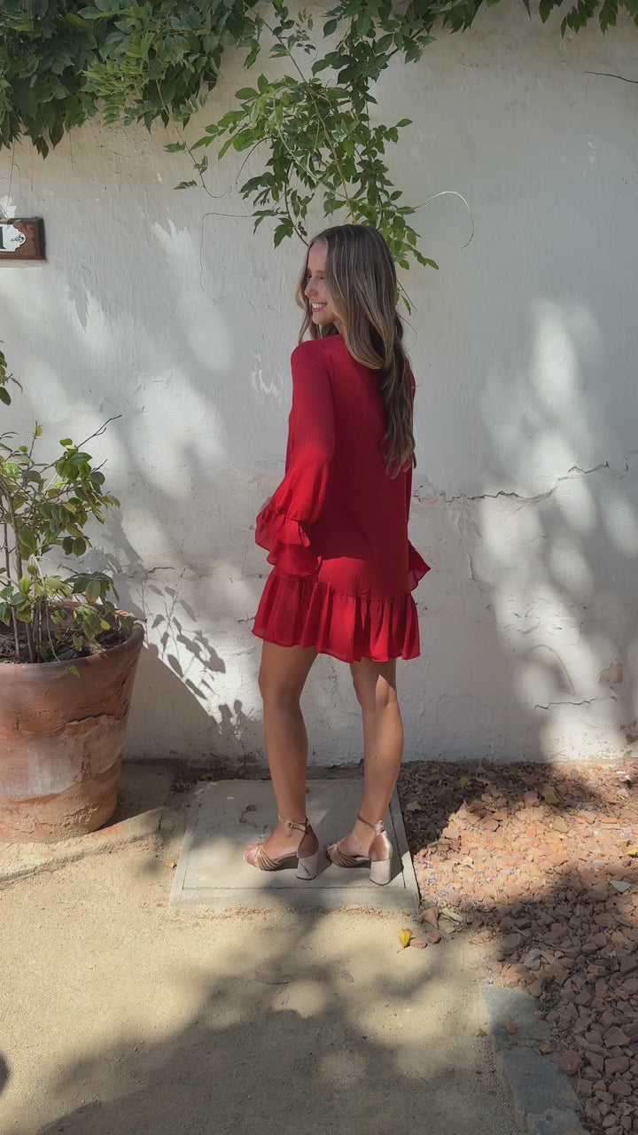 Vestido Corto de Fiesta Magnolia Terracota