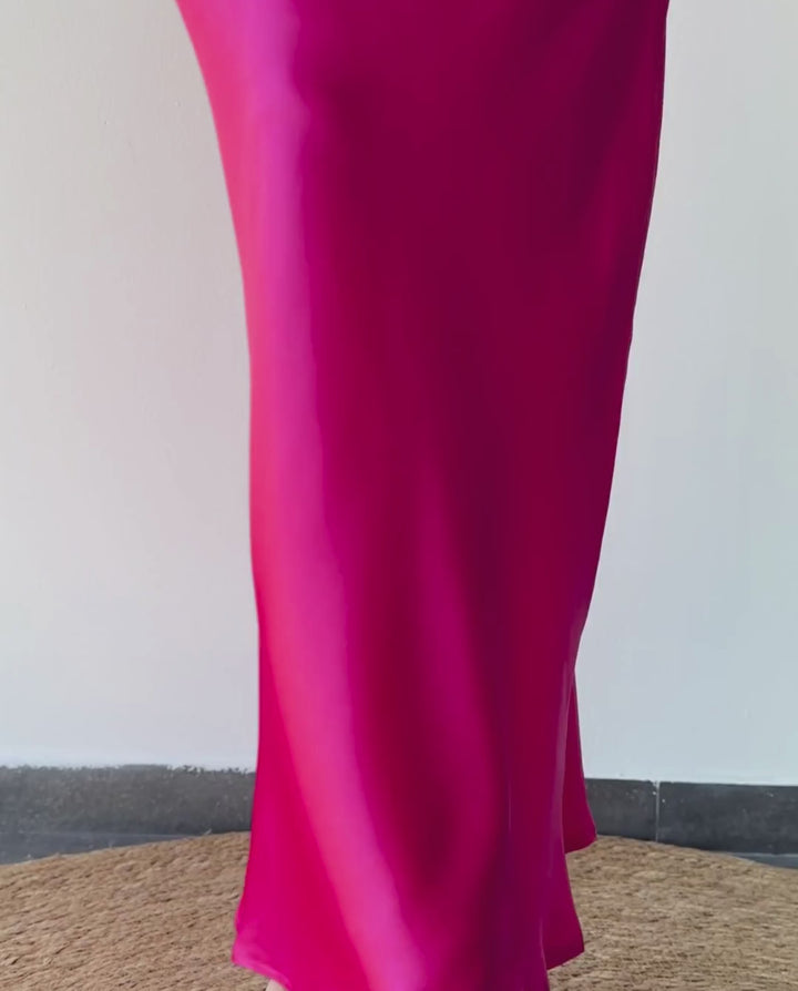 Vestido de Fiesta Largo Cote Rosado Intenso