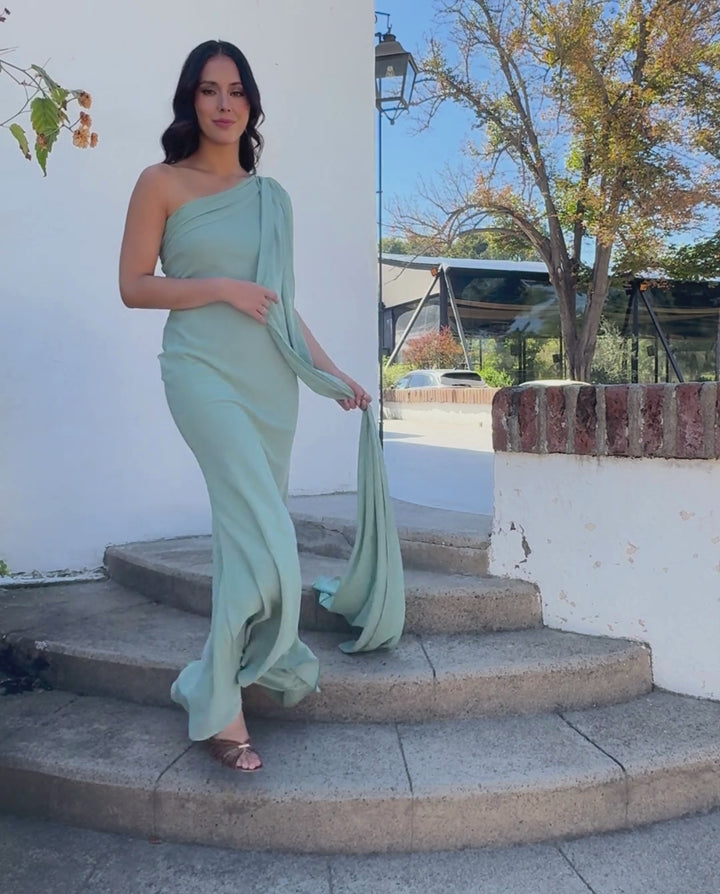 Vestido De Fiesta Anastasia Gasa Pistacho