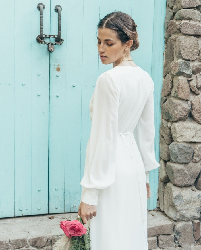 Vestido Largo de Novia Jacinta Manga Larga Ivory