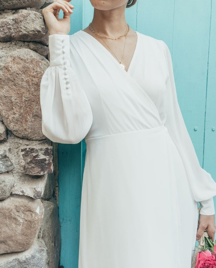 Vestido Largo de Novia Jacinta Manga Larga Ivory