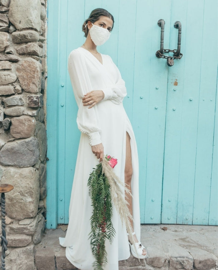 Vestido Largo de Novia Jacinta Manga Larga Ivory