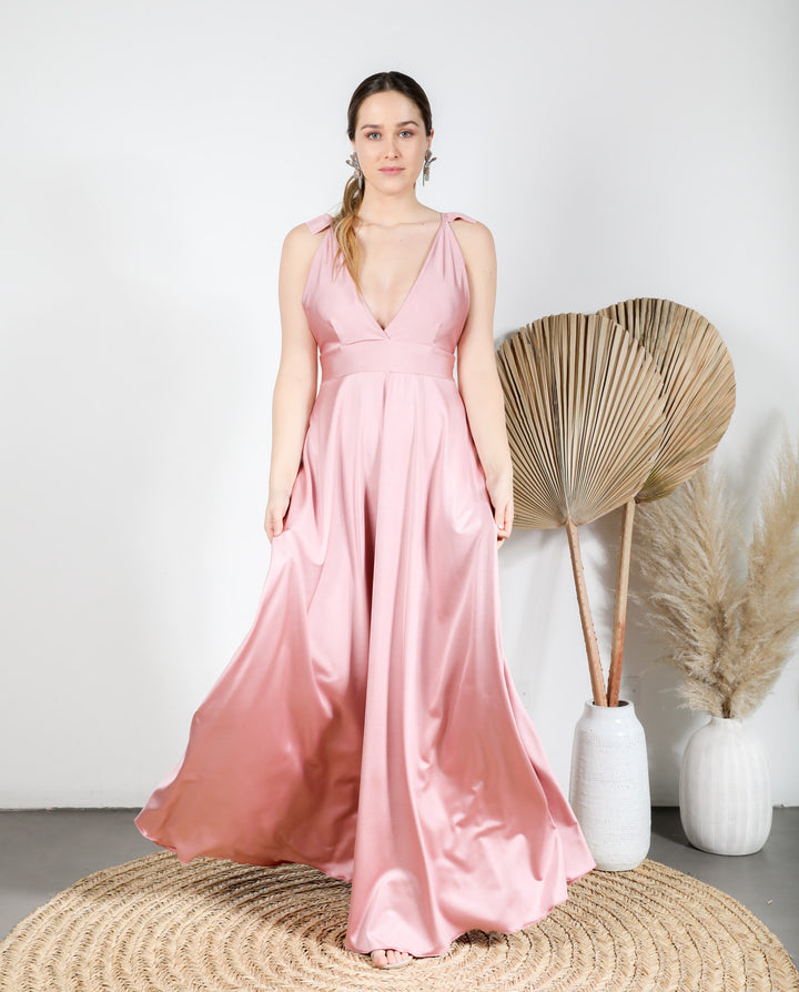 VESTIDO DE FIESTA LARGO ISIDORA ROSADO