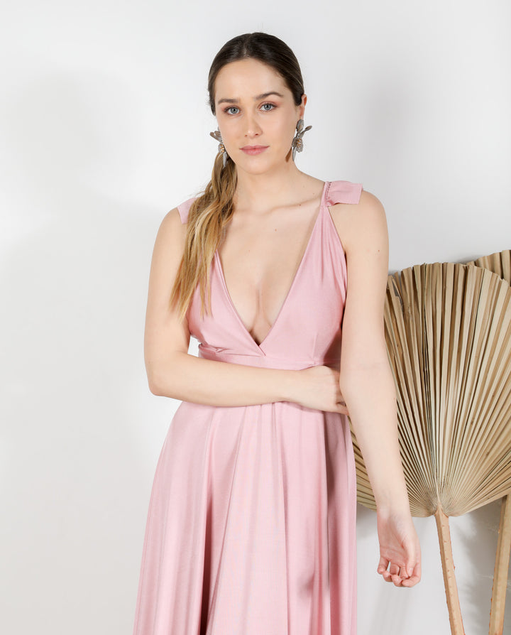 VESTIDO DE FIESTA LARGO ISIDORA ROSADO