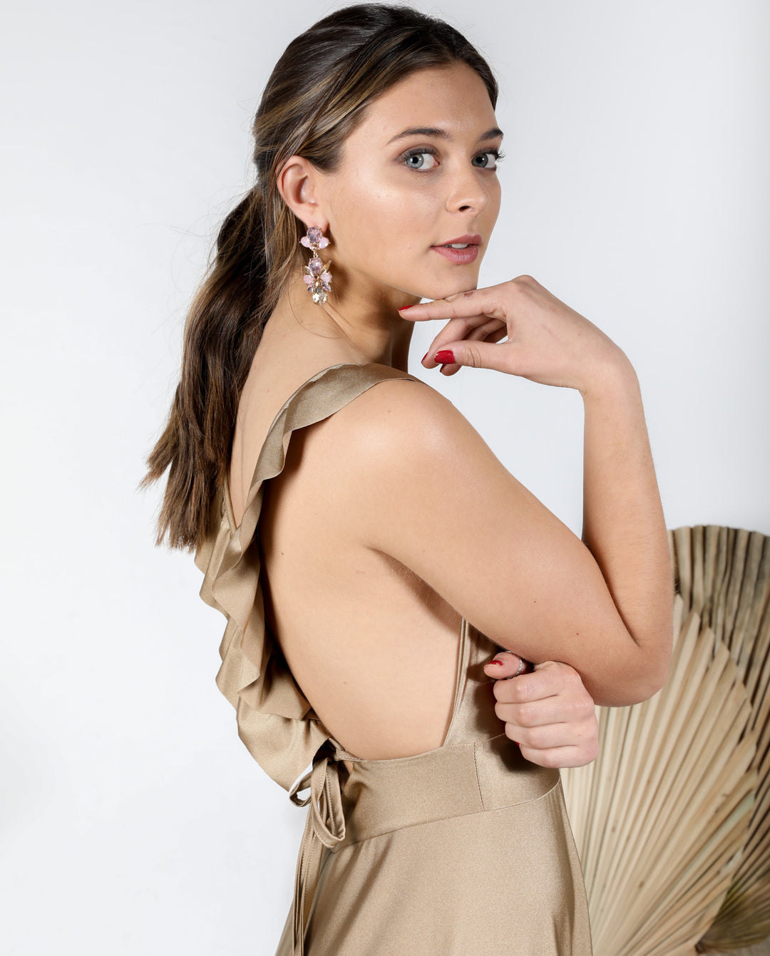 VESTIDO DE FIESTA LARGO ISIDORA DORADO OSCURO