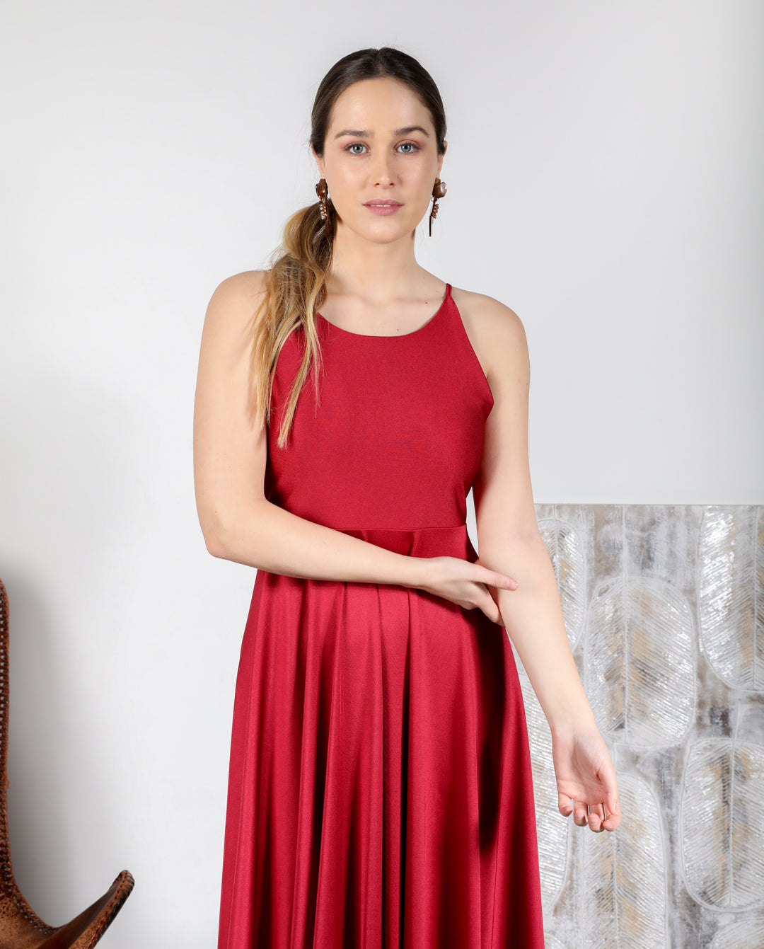 VESTIDO DE FIESTA LARGO DANIELA ROJO ITALIANO