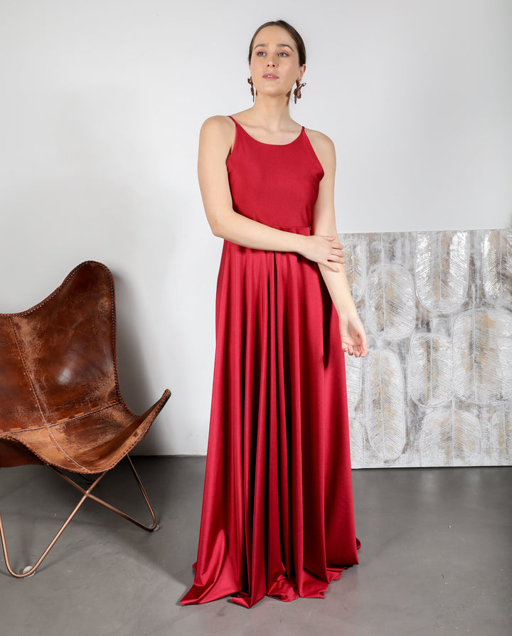 VESTIDO DE FIESTA LARGO DANIELA ROJO ITALIANO