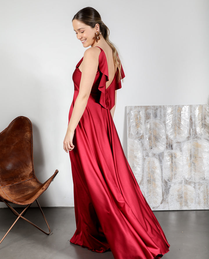 VESTIDO DE FIESTA LARGO DANIELA ROJO ITALIANO
