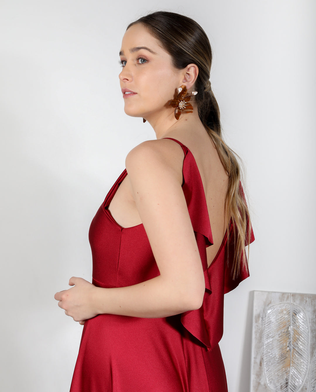 VESTIDO DE FIESTA LARGO DANIELA ROJO ITALIANO