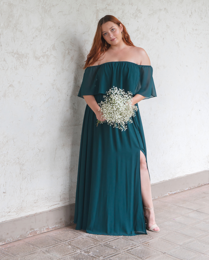 Vestido Largo Mali Verde Oscuro