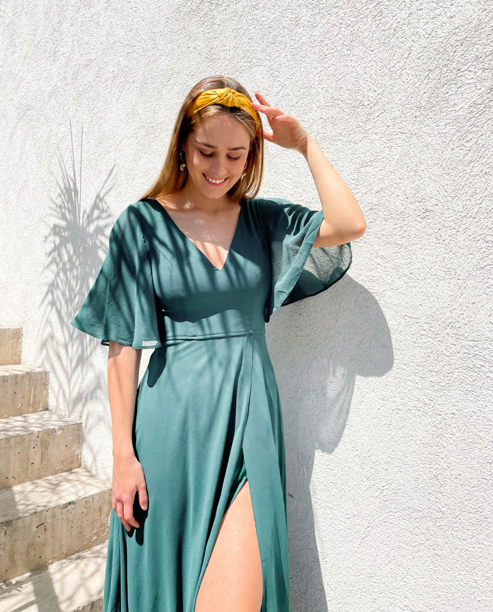 VESTIDO LARGO CRISTINA VERDE