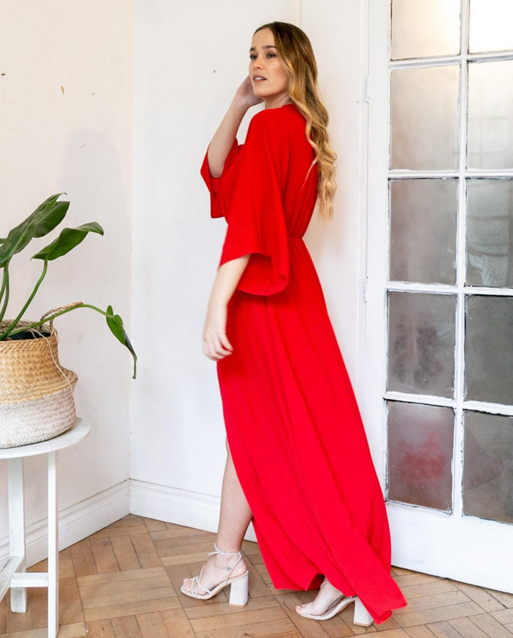 VESTIDO DE FIESTA LARGO POLA ROJO