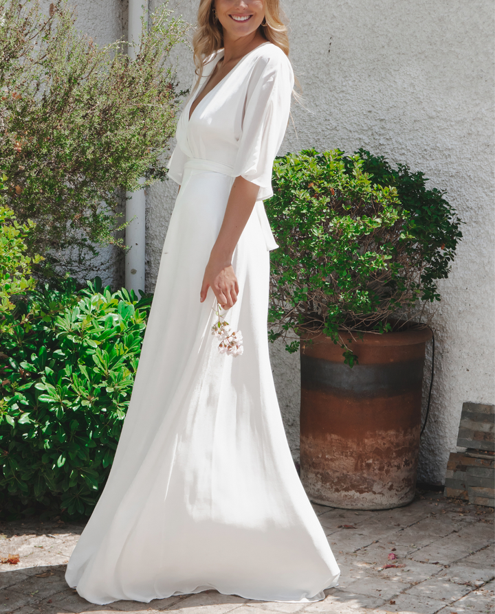 Vestido Largo de Novia Leandra Gasa Ivory