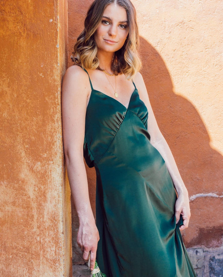 Vestido de Fiesta Largo Manuela Verde Oscuro