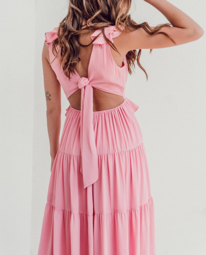 VESTIDO LARGO DE FIESTA DANAE ROSADO