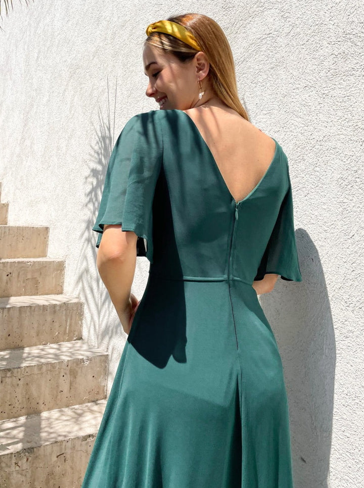 VESTIDO LARGO CRISTINA VERDE