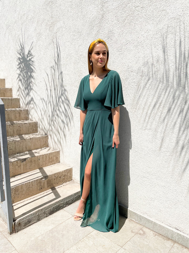 VESTIDO LARGO CRISTINA VERDE