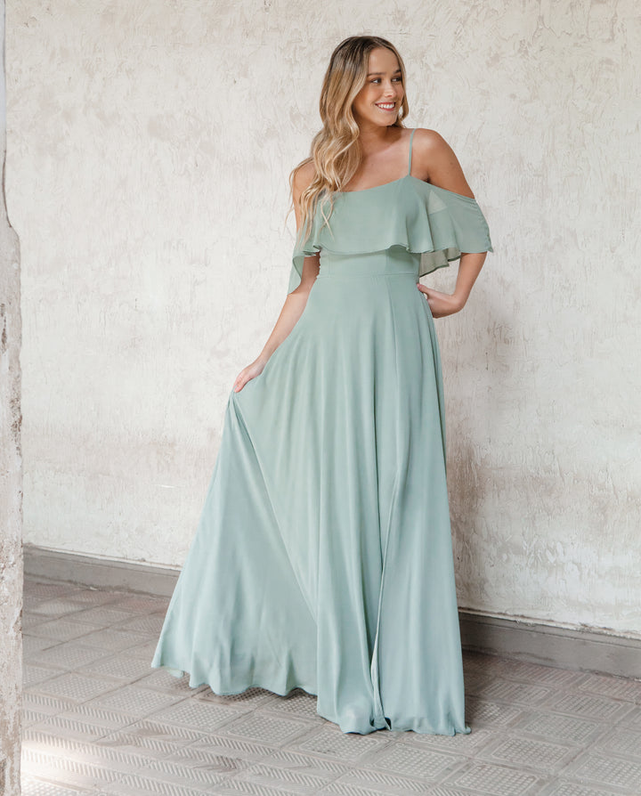 VESTIDO LARGO SABRINA VERDE OLIVO