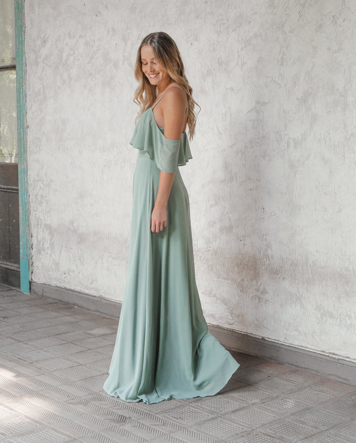 VESTIDO LARGO SABRINA VERDE OLIVO