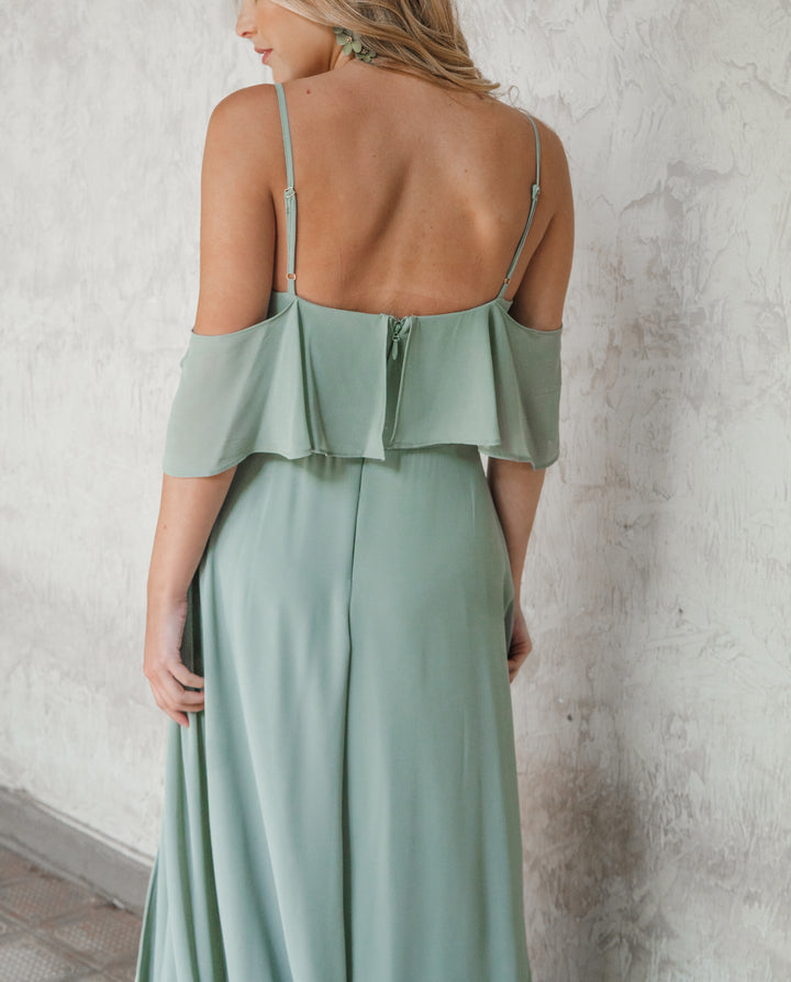 VESTIDO LARGO SABRINA VERDE OLIVO