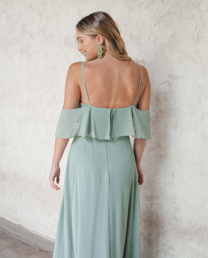 VESTIDO LARGO SABRINA VERDE OLIVO