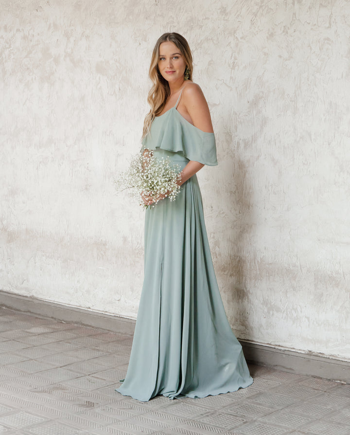 VESTIDO LARGO SABRINA VERDE OLIVO
