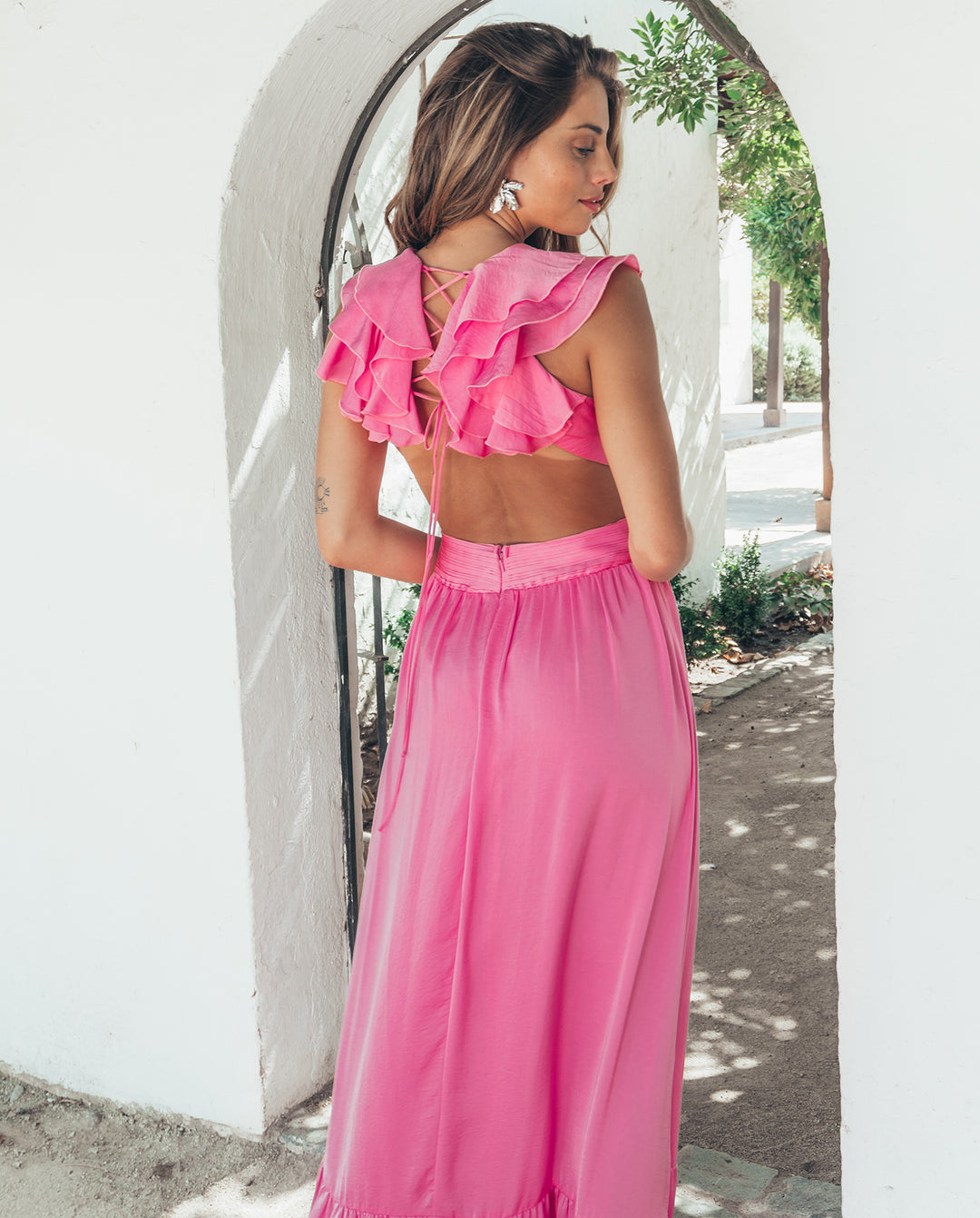 VESTIDO LARGO DE FIESTA OFELIA ROSADO