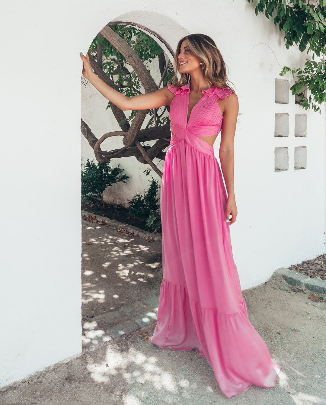 VESTIDO LARGO DE FIESTA OFELIA ROSADO