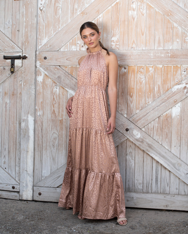 Vestido Largo Juana Leopardo Nude