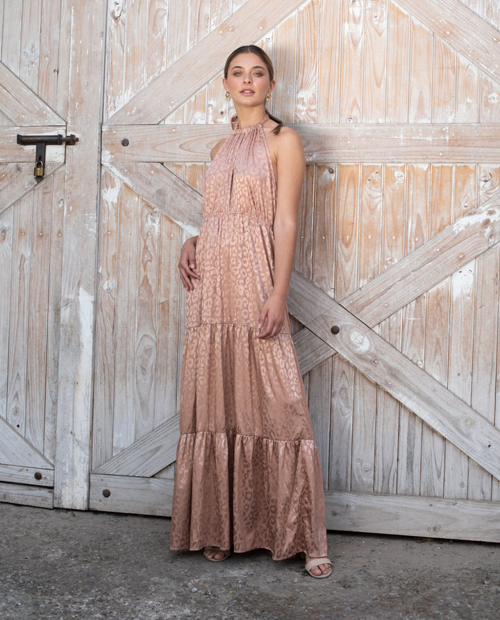 Vestido Largo Juana Leopardo Nude