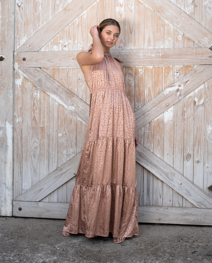 Vestido Largo Juana Leopardo Nude